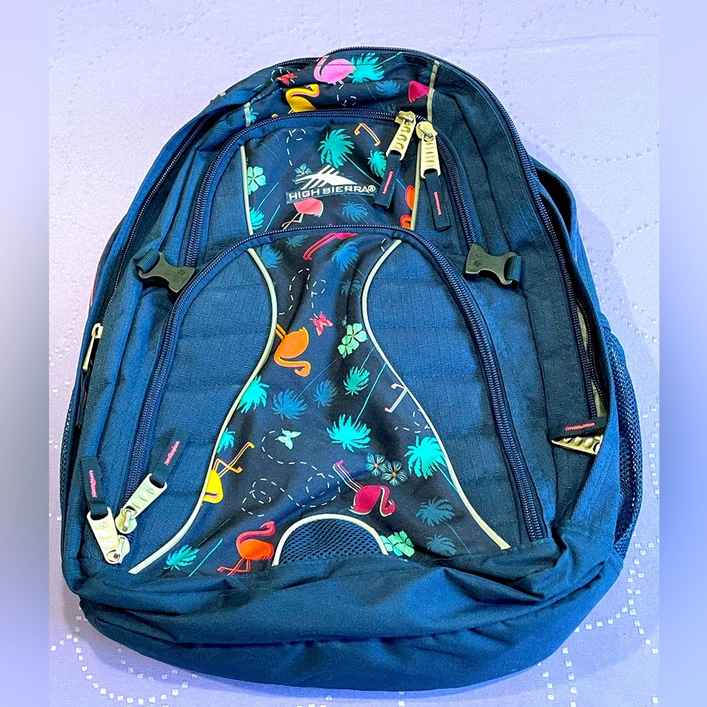High Sierra 7- Pocket Blue BackPack with large padded laptop sleeve